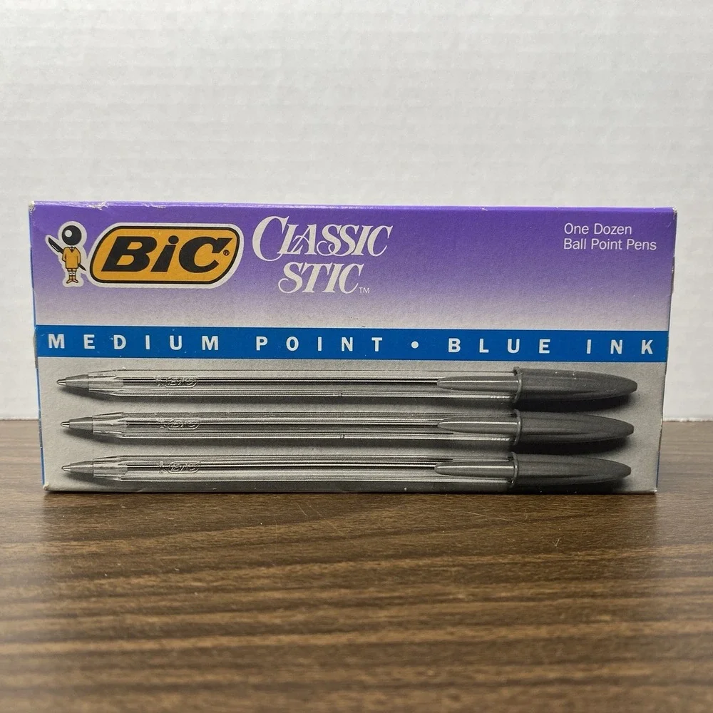 VTG 1992 BIC Classic Stic Medium Point Blue Ink Ballpoint Pens New In Package